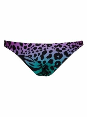 New The Attico Purple Teal Ombre Leopard Print Bikini Bottoms